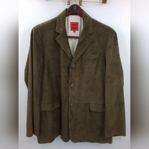 COLE HAAN Country Vintage Brown Pig Suede Leather Dress Coat Jacket sz LG